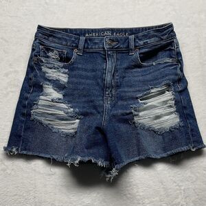 American Eagle Jean Shorts Women’s Stretch Mom Short Distressed Denim Sz 8